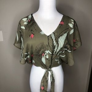 NWOT Express Floral Crop Top